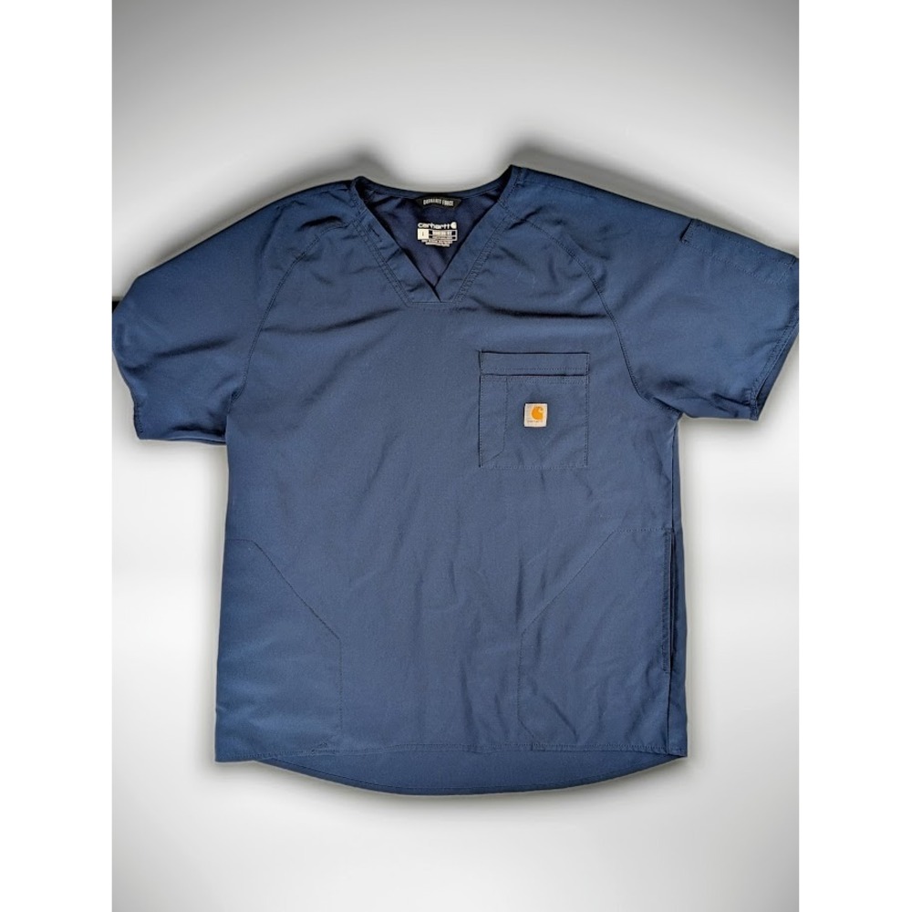 Carhartt Force Scrub Top Men's L Navy Blue Modern Fit Large Pockets